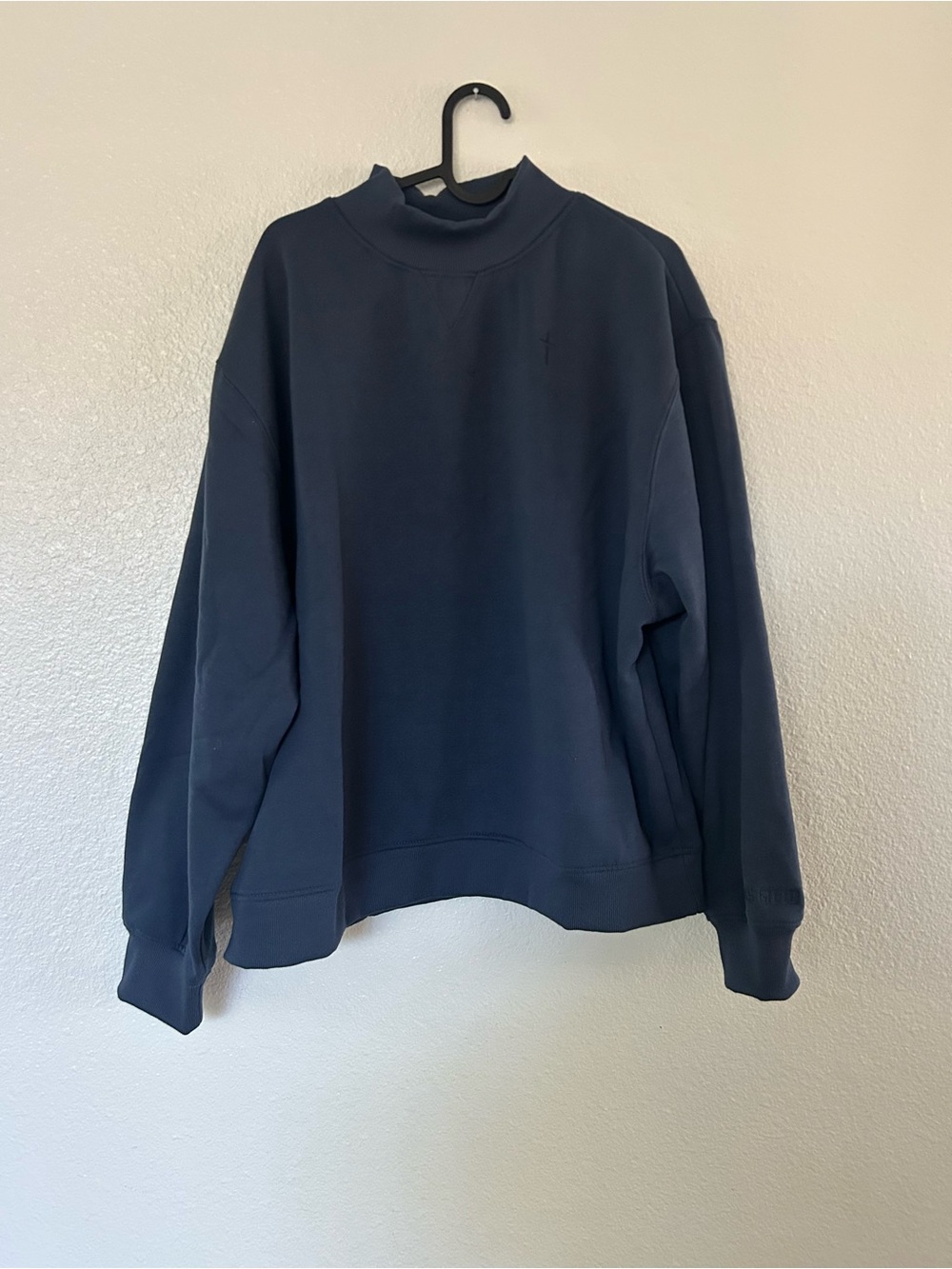 Women's Navy Mock Neck Sweatshirt